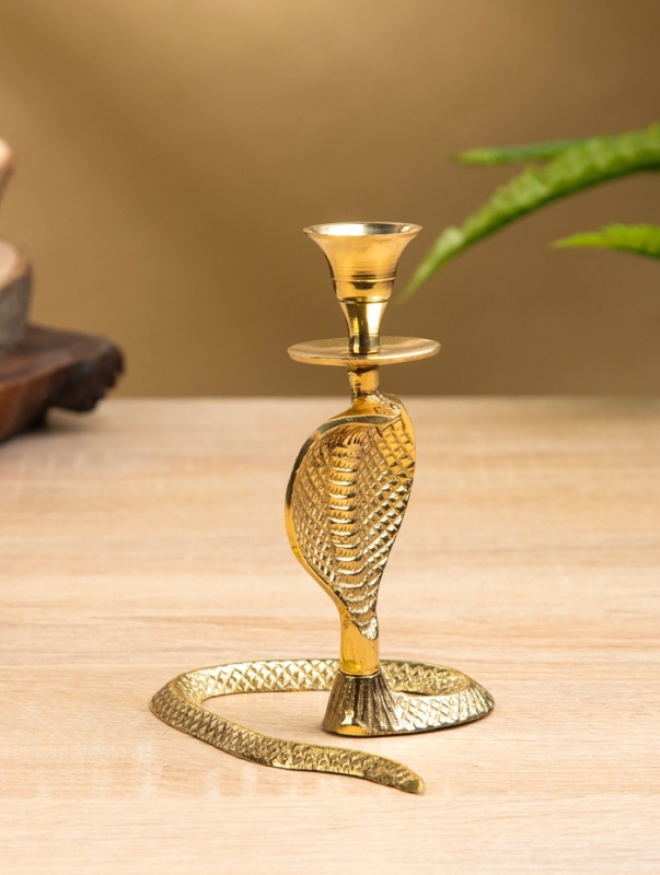 Подсвечник &laquo;Золотая кобра&raquo;, латунь, 8.5&times;11&times;12.5 см