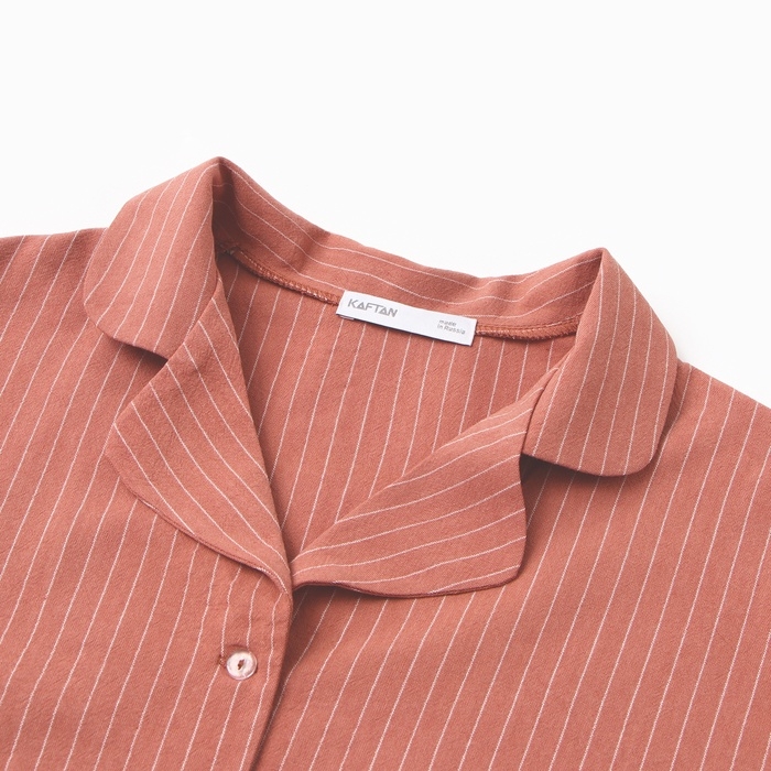 Пижама женская (рубашка и шорты) KAFTAN Пижама женская (рубашка и шорты) KAFTAN "Полоска" р.40-42, коралл