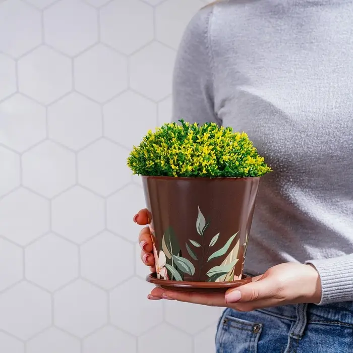 Горшок для цветов Доляна &laquo;Тропический лес&raquo;, 800 мл, цвет коричневый