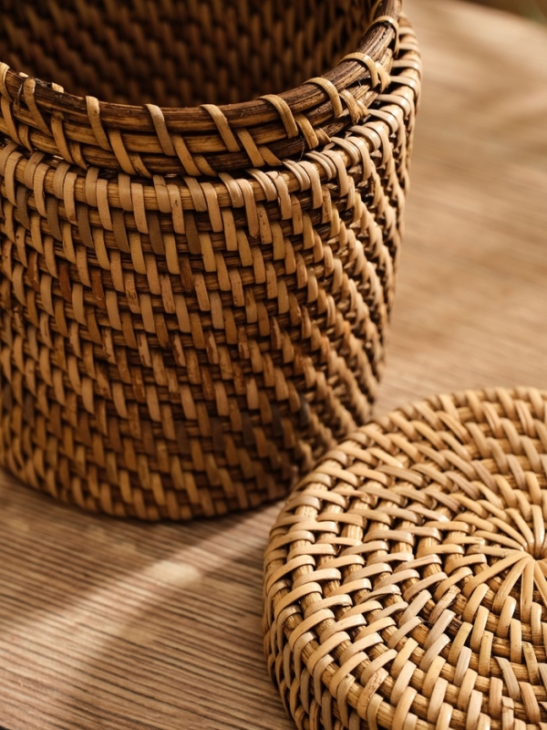 Корзинка плетеная ротанг, 12х12х10 см Корзинка плетеная ротанг, 12х12х10 см