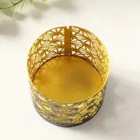 Подсвечник "Цилиндр №4" металл 7,5х7,5х8 см, черный с золотом