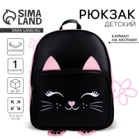 Рюкзак детский для девочки с карманом &laquo;Котик&raquo;, искусственная кожа, 27х23 х 10 см