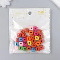 Бусины для творчества дерево "Алфавит на кубиках" набор 30 шт 1х1 см