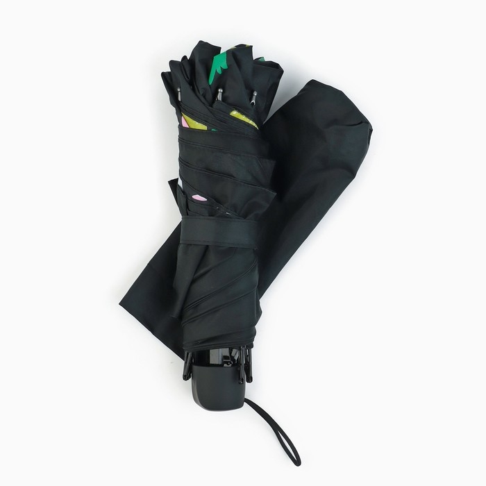 Зонт женский механический &laquo;Яркие бабочки&raquo;, 8 спиц, d=95, цвет чёрный