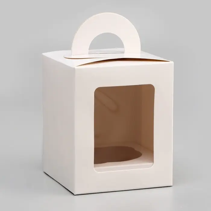 Коробка для 1 капкейка, белая, 9.2&times;9.2&times;11.1 см