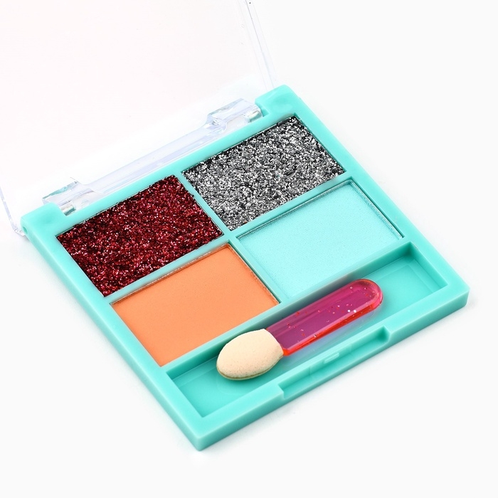 Набор детской косметики с кольцом &laquo;Свежесть лайма&raquo;, тени 4 цв по 1,5 гр, блеск 10 гр, тон прозрачный