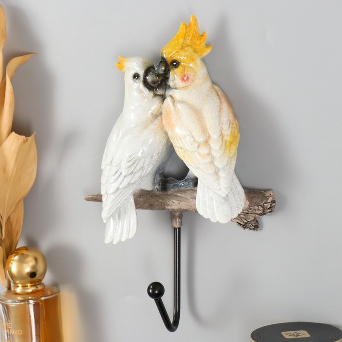 Крючок декоративный полистоун лак Крючок декоративный полистоун лак "Два какаду" 14,5х5,5х22см