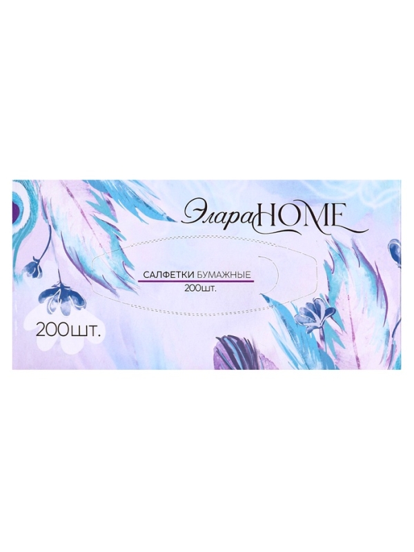 Салфетки бумажные в коробке Элара HOME "Цветочный танец", 200 шт.