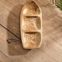 Менажница "Лодочка"  дерево Джати, 30х13х5 см, цв. коричневый