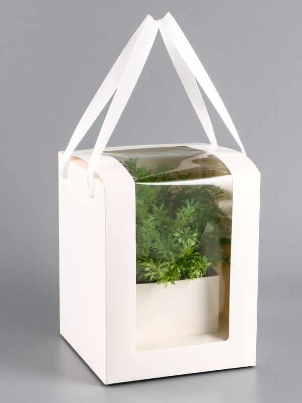 Коробка для цветов, 16 х 16 х 20 см, белая