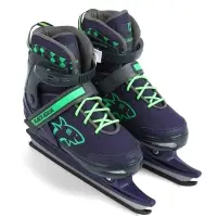 Коньки детские раздвижные BlackAqua, р. 31-34, для фитнеса, синие, зелёные