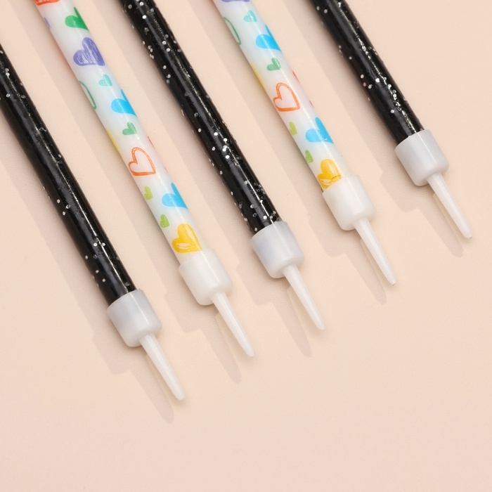 Свечи для  торта "Сердца", 12 шт, черные и белые