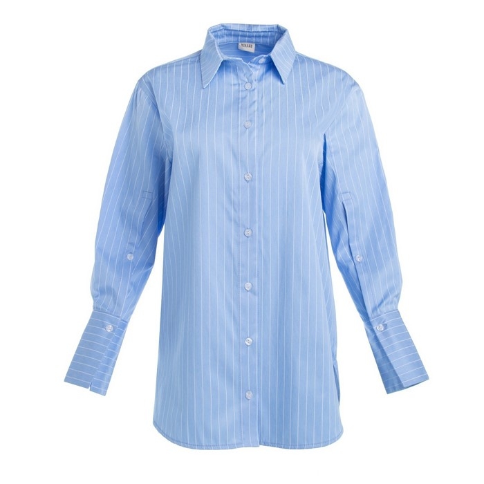 Блузка женская MINAKU: Casual Collection, цвет голубой, размер 50