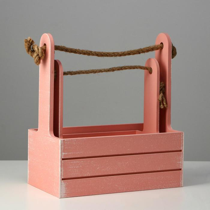 Набор кашпо деревянных 2 в 1 (25.5×15×30; 20×12×23) Набор кашпо деревянных 2 в 1 (25.5×15×30; 20×12×23) "Прованс", розовый