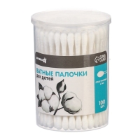 Ватные палочки в тубе 100 шт., наконечник - классика, хлопок/пластик(стик)