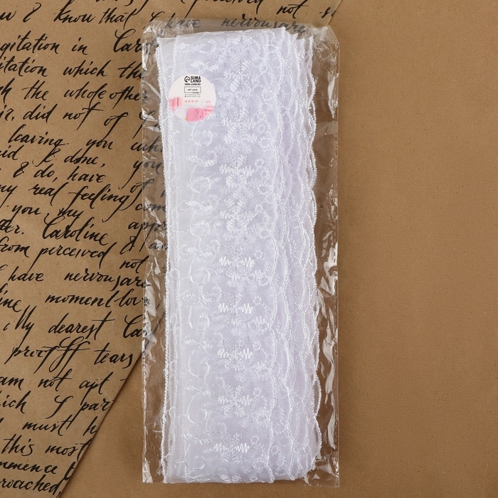 Кружево органза, 63 мм × 13 ± 1 м, цвет белый Кружево органза, 63 мм × 13 ± 1 м, цвет белый