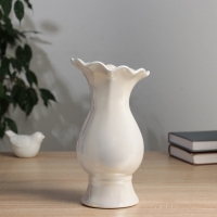 Керамическая ваза для цветов, сухоцветов &laquo;Филикс&raquo;, настольная, d отв.- 6 см, 22.5&times;9 см, белый