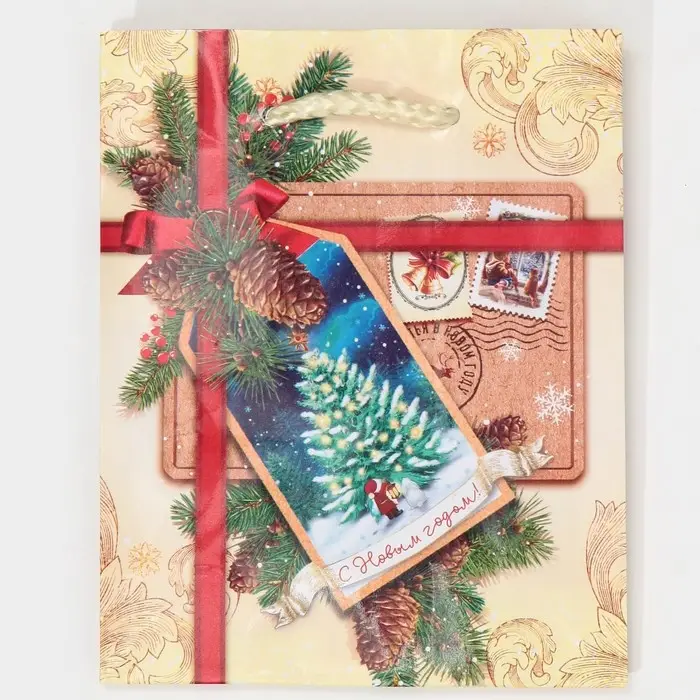 Пакет подарочный новогодний ламинированный &laquo;С Новым годом!&raquo;, S 11.5 х 14.5 х 5.5 см