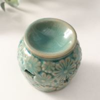 Аромалампа керамика "Ромашки" тёмно-зелёная 7х7х6,8 см Аромалампа керамика "Ромашки" тёмно-зелёная 7х7х6,8 см