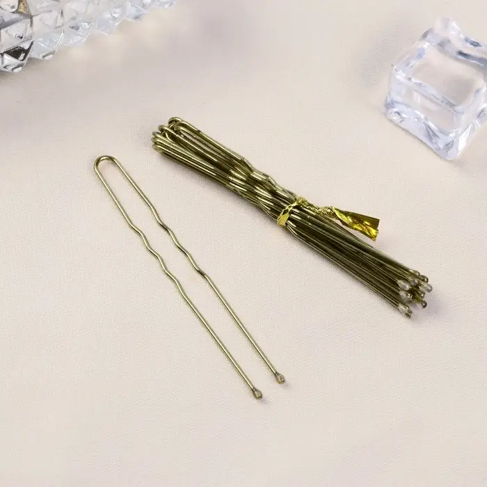 Шпильки для волос "Классика" (набор 10 шт) 6 см, золото