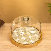 Блюдо сервировочное с крышкой 24х24х13 см, дерево, стекло