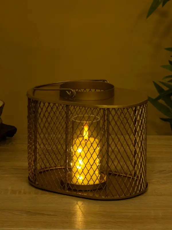 Подсвечник фонарь со стеклянной колбой 19,5х23х15,5 см, d 10 см, металл, цв. золото