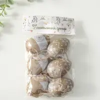 Декор пасхальный "Крашенные яички с белыми узорами" набор 6 шт 4х4х6 см