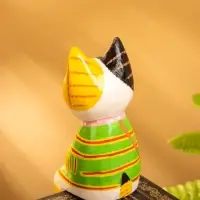 Сувенир дерево "Кошка сидящая" цв. жёлтый, 6х6х15 см