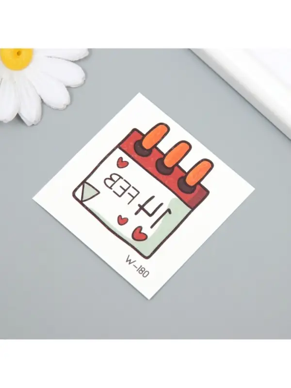 Переводная тату цветная &laquo;Календарь. День Влюблённых&raquo;, временная татуировка, 6&times;6 см