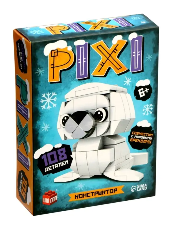 UNICON Конструктор "Pixi", тюлень, 108 деталей