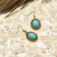 Серьги &laquo;Бирюзовый мир&raquo; круг, цвет голубой в чернённом серебре