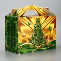 Подарочная новогодняя коробка &laquo;Праздничный шелк&raquo; в зеленом, 25&times;12&times;24 см