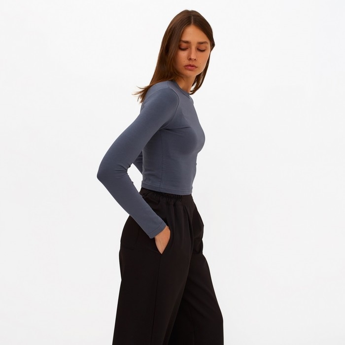 Лонгслив женский MINAKU: Basic line, цвет графит, размер 48