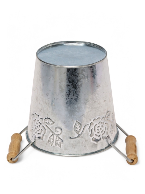 Кашпо с деревянными ручками "Ведерко Альва" 13х12см