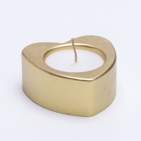 Свеча "Сердце малое. Мрамор" в подсвечнике из гипса, 7х3см,золото