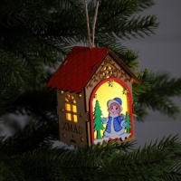 Ёлочная игрушка &laquo;Домик со Снегурочкой&raquo;, от батареек, свечение тёплое белое