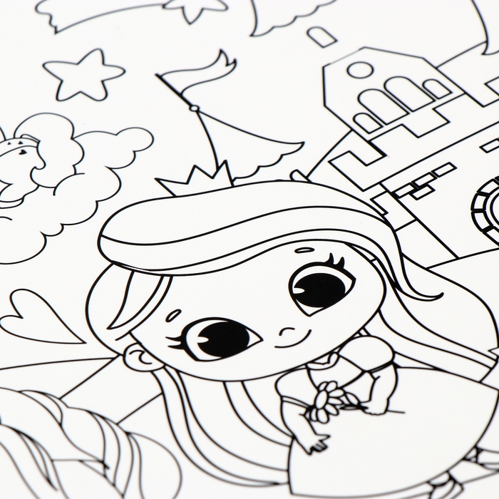 Магнит-раскраска многоразовая &laquo;Принцесса и сказочные Единорожки&raquo;, 14,8 &times; 21 см