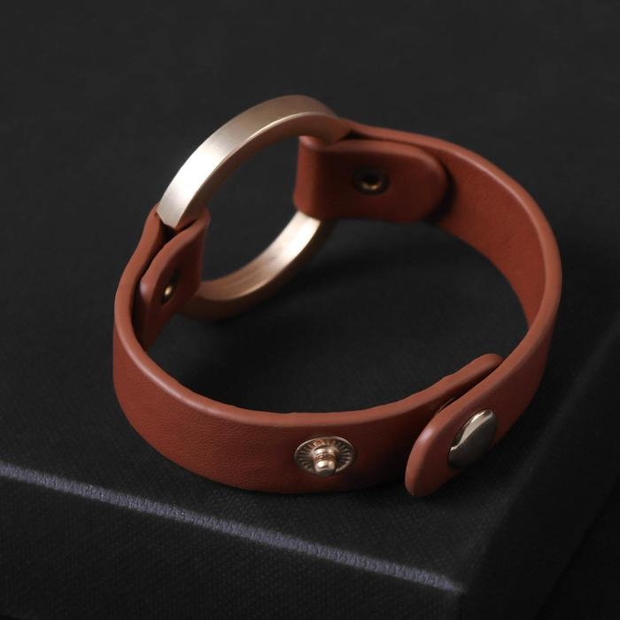 Браслет кожа &laquo;Помпеи&raquo; заклёпки, цвет коричневый в золоте, 21 см