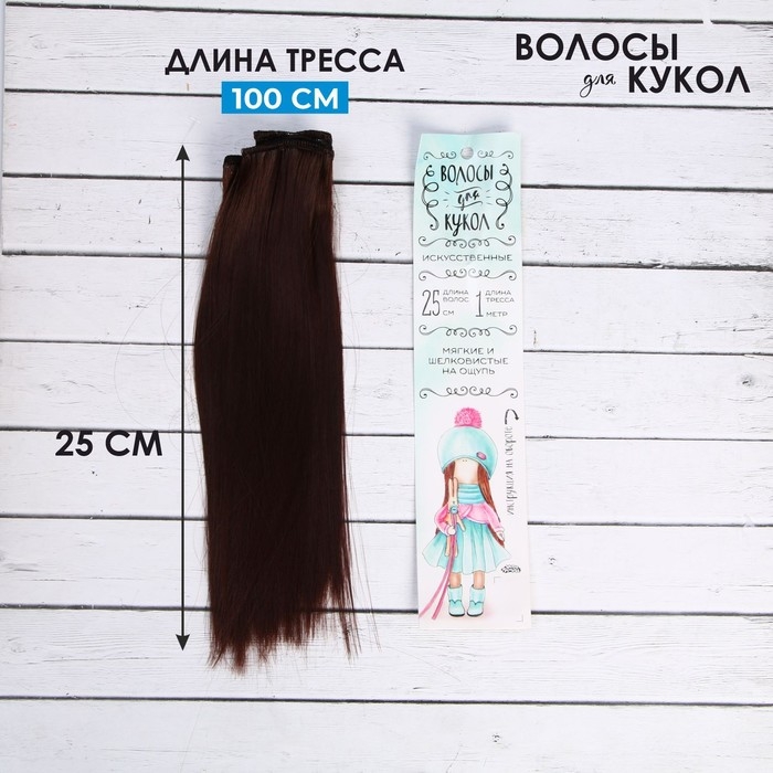 Волосы - тресс для кукол «Прямые» длина волос: 25 см, ширина:100 см, цвет № 6А Волосы - тресс для кукол «Прямые» длина волос: 25 см, ширина:100 см, цвет № 6А