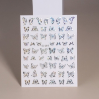 Наклейки для ногтей &laquo;Сияющие бабочки&raquo;, фольгированные, голография, цвет серебристый