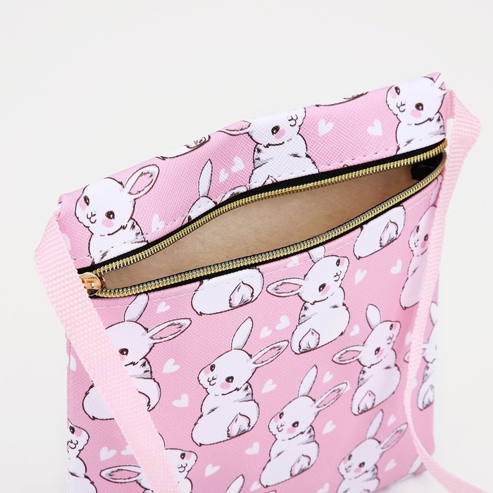 Сумка детская для девочки на молнии, цвет белый розовый Сумка детская для девочки на молнии, цвет белый розовый