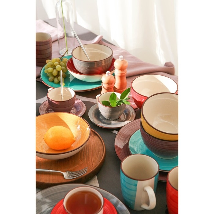 Тарелка керамическая обеденная Доляна &laquo;Морской мир&raquo;, d=27 см, цвет бордовый