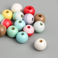 Бусины для творчества дерево "Крапинки на шариках" набор 15 шт d=1,2 см