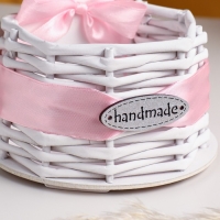 Корзинка плетёная из лозы "Котик" с бантом 12,5х9х16,5 см МДФ Белый-розовый Корзинка плетёная из лозы "Котик" с бантом 12,5х9х16,5 см МДФ Белый-розовый