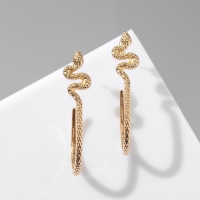 Новый год! Символ года 2025! Серьги металл &laquo;Змея&raquo; грациозная, круг, цвет золото