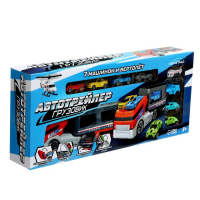 Грузовик &laquo;Трейлер&raquo; с 7 машинами и вертолетом