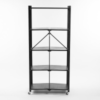 Стеллаж складной на колесах, 5 полок, 72&times;36&times;162,5см, цвет чёрный матовый