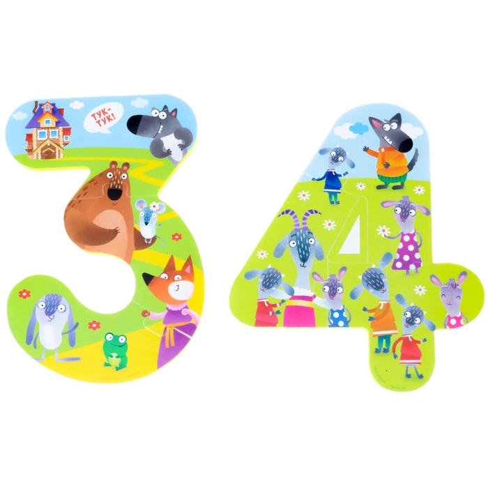 Мягкий пазл для малышей &laquo;Учим цифры: Сказки&raquo;, 5 пазлов, Крошка Я