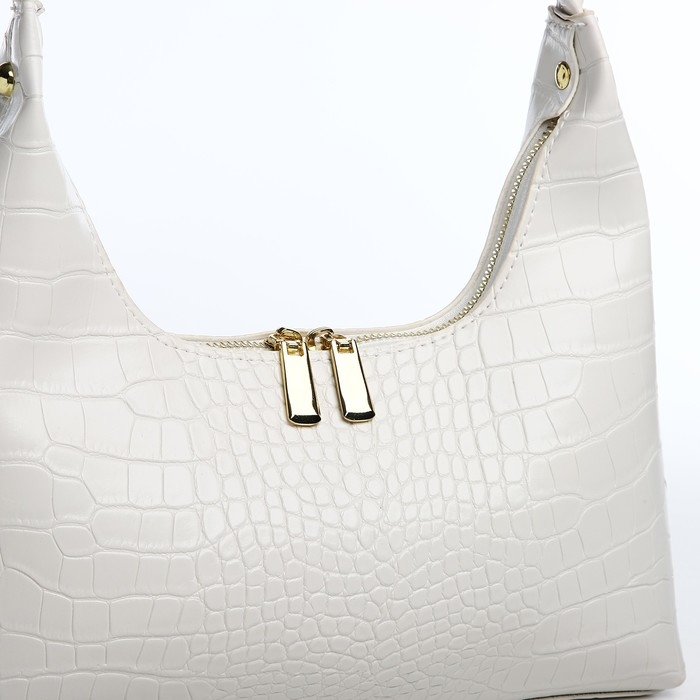 Сумка-багет на молнии, цвет белый