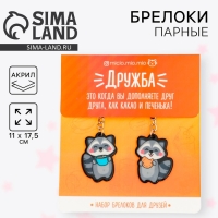 Брелоки парные &laquo;Еноты&raquo; набор, 2 шт., 11 х 17,5 см.